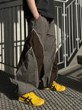 Nylon Two-Tone Curve Line Pants