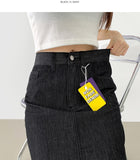 Summer Cooling Non-Fade Back Slit Loose H-Line Long Denim Skirt