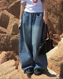 [Planning] Dazzle Side Pintuck Washing Denim Wide Pants