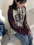 Govind Ribbed Color Matching Printed Hoodie