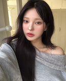 Mio Drape Hood Off-Shoulder Sweatshirt