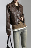 Crop Stiff Leather Jacket