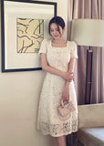 Love Square Flower Flare One Piece