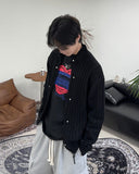 Dien Studded Ribbed Knit Zip-up