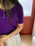 Taeyu Color Button Short Sleeve Tee