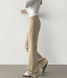 Fall Span Banding Semi Bootcut Cotton Pants