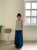 Celmo Summer Cool Banding Denim Wide Pants