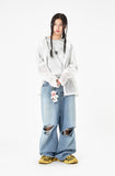 Lace summer 2-way hood zip-up