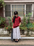 Mujeuf Tiered Lace Banding Long Skirt