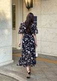 Ephelo Flower Chiffon Frill Wrap One Piece (Strap Set)