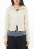 Eyelet 2-way short hood zip-up