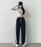Two-Way Jogger Wide Side Folding Cut Two-Tone Training Pants
