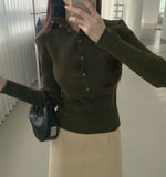 Fake Layered High-Neck Layered Knit Set-Up