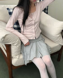 Enru Slim Fit Sleeveless Cardigan Set
