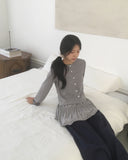 [Lining Point] Hued Stripe Dot Cardigan