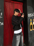 Snap Wide Black Washed Denim