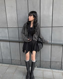 Noki shirring zip-up jacket