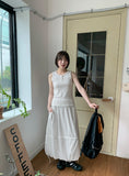Mopen Nylon Banding Balloon Long Skirt