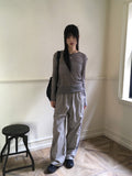 Soun wool tensel cut see-through layered T-shirt