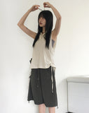 Ct Side Snap Button Nylon Half-Length Bermuda Pants
