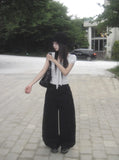 Gran Pocket Cut Line Wide Long Cotton Pants