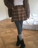 [Brushed] Blitz check pleated mini skirt