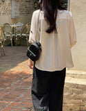Poiyu Linen Double Button Three Quarter Length Jacket