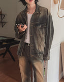 Desert washed denim trucker jacket