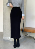 Litten brushed banding H-line slit long skirt