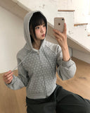 Homer Dot Raglan Two-Way Zipper Long Sleeve Hood Zip-Up