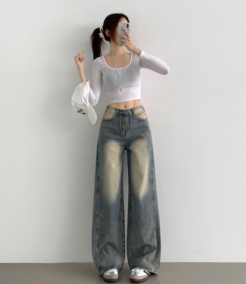【BOK PLACE】Cut V-Line Washing Vintage Balloon Denim PT BOK PLACE (ボックプレイス) - カットVラインウォッシュ加工