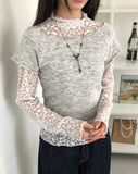 Nayu Flower Lace Polar Long Sleeve T-Shirt