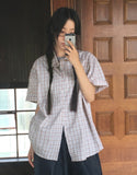 Copper linen overfit check shirt