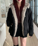 Dozen Rivet Raccoon Fur Hooded Padding