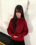 Sihan High Neck Angora Hooded Knit Cardigan