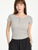 W Basic Henley Neck T-shirt
