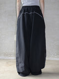 Contrast piping nylon pants