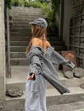 Delight semi-over summer check shirt