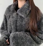 Winter Fluffy Fleece Collar Crop Fur Jacket