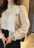 Elle Sequins Silk Satin Tie Blouse