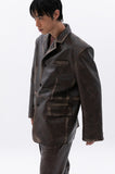 washing leather 4 buttons blazer