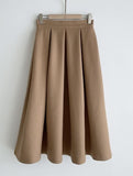Loreson Wool Pintuck Flare Skirt