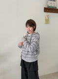 Feltenden Stripe Knit Hood Zip-Up Cardigan