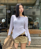 Modney pintuck tail shirring long sleeve