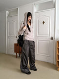 Fillet Glossy Parachute Two Way Nylon Long Wide Pants