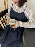 Coinzy Denim Shirring Sleeveless Long One Piece