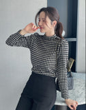 Maino Check Half-Neck Span T-shirt