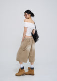Silky Wrinkle Off-Shoulder Tee