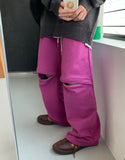 Lipas Zipper Slit Banding Wide Pants