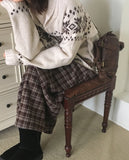 [Brushed] Carin vintage check maxi long skirt